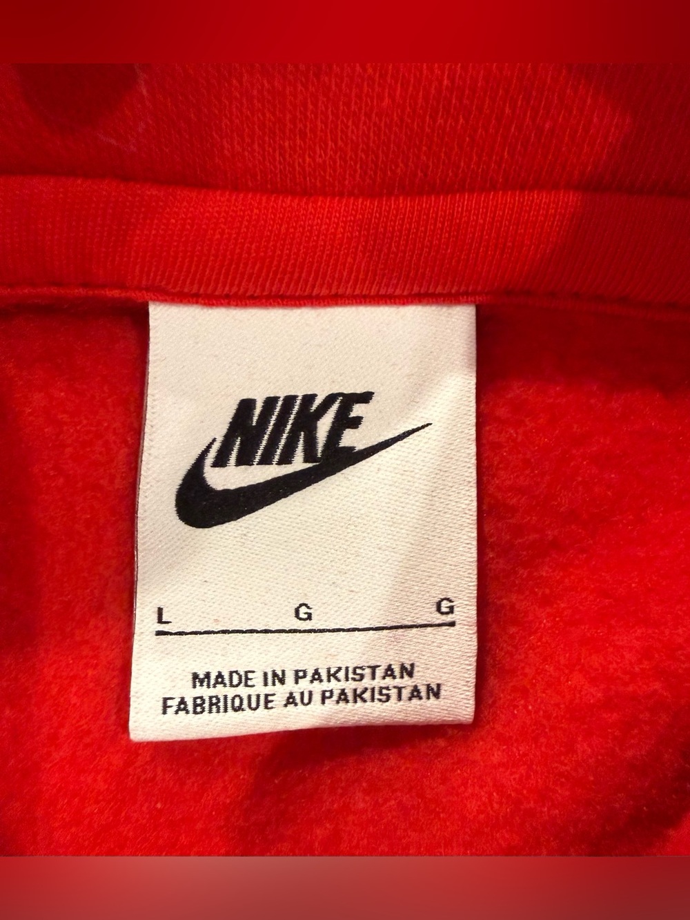 Nike Unisex Bright Red Crewneck Pullover Hoodie, Size Large - Picture 3 of 5